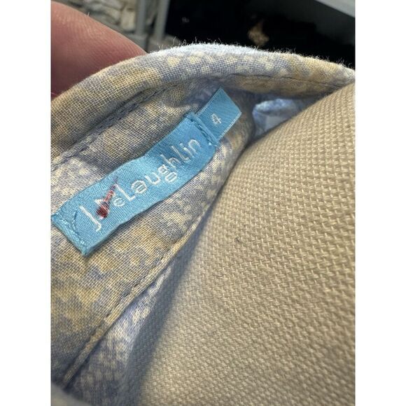 J McLaughlin Button Front Shirt Lightweight Cotton Blouse Blue Long Sleeve Sz 4 - Picture 4 of 5